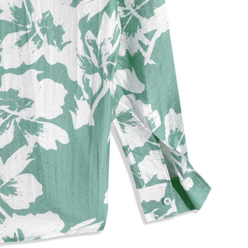 CAVIO Boys Cotton Full Sleeves Floral Pattern Casual Shirt - Green - Image 4