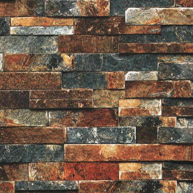 LACHEERY Vintage Brick Wallpaper Peel and Stick 3D Textured Brown Blue Stone Wallpaper Removable Self Adhesive Brick Contact Paper for Walls Kitchen Fireplace Heat Resistant Waterproof Roll 158x80 - Image 2
