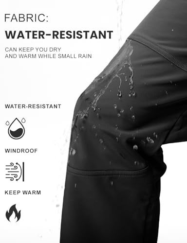 TBMPOY Men's Snow Ski Hiking Pants Waterproof Winter Fleece Lined Pants Camping Skiing Ice Fishing Pants with Belt 01 Thick Black L - Image 4