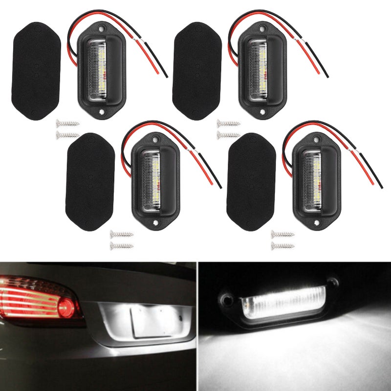 4pcs 12V 6LED License Plate Lamps High Brightness White Light Waterproof for Car - Image 1