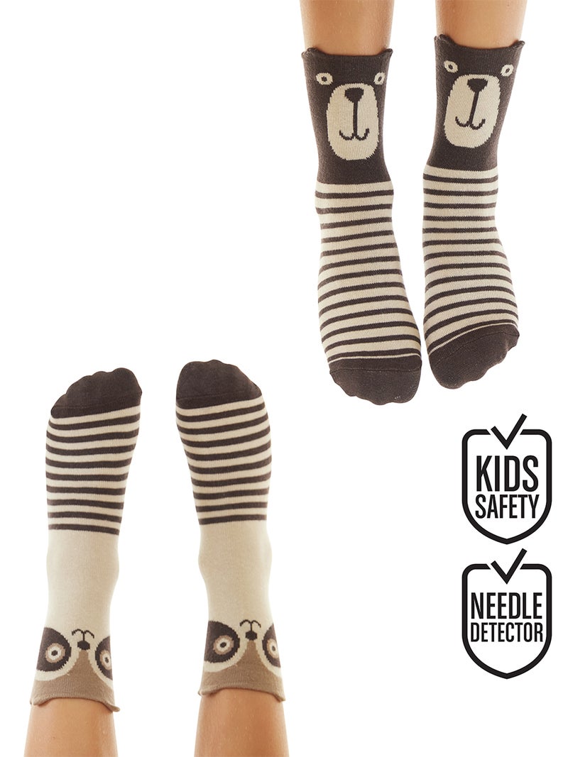 Denokids Bear&Raccoon Boy Cotton Rich Socks Set - Image 1