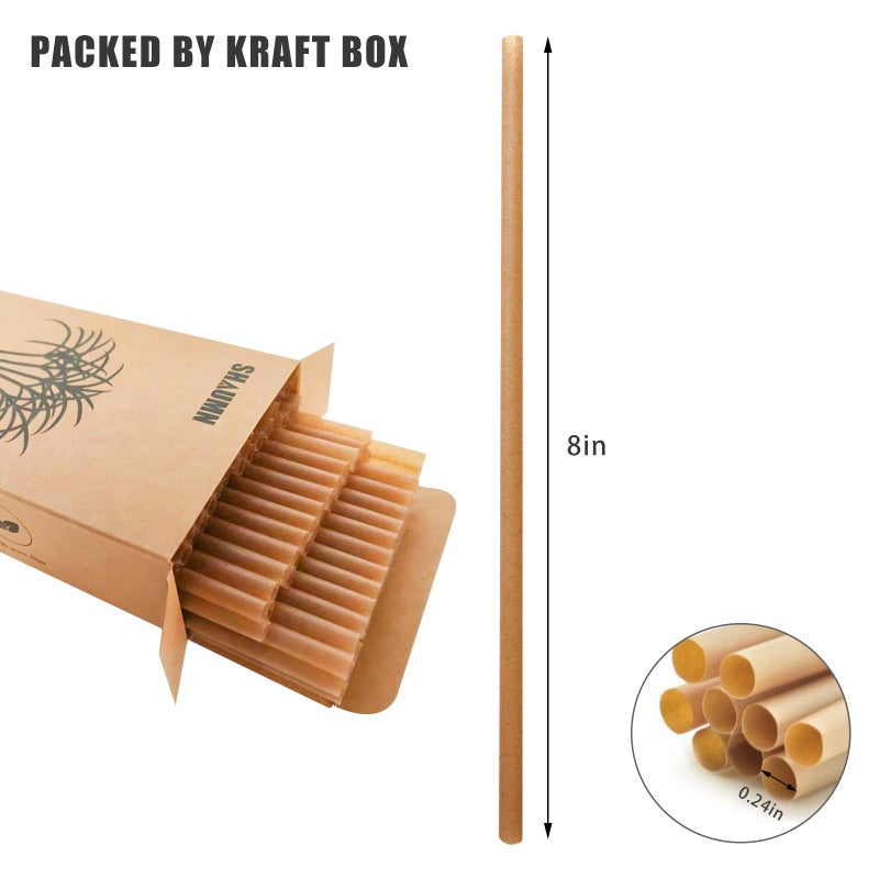 SHAUMN 600pcs Sugarcane Straws 8 Inch Compostable Straws Biodegradable Eco-Friendly Drinking Straws Plasticless Sturdy Smoothie Straws Not Foggy Packed by 200 Count per box(3 packs) - Image 2
