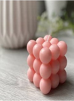 Hygge & Cwtch Bubble Candle | Handmade Soy Cube Candles Danish Pastel Room Decor Aesthetic Scented Aromatherapy Cute Shaped Decorations (Pink Rose, 1-Pack)