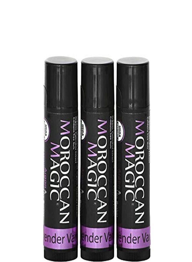 Moroccan Magic Organic Lavender Vanilla Lip Balm 3 Pack | Made With Natural Cold Pressed Argan And Essential Oils Lip Balm | Smooth Application | NonToxic, Cruelty Free - Image 1