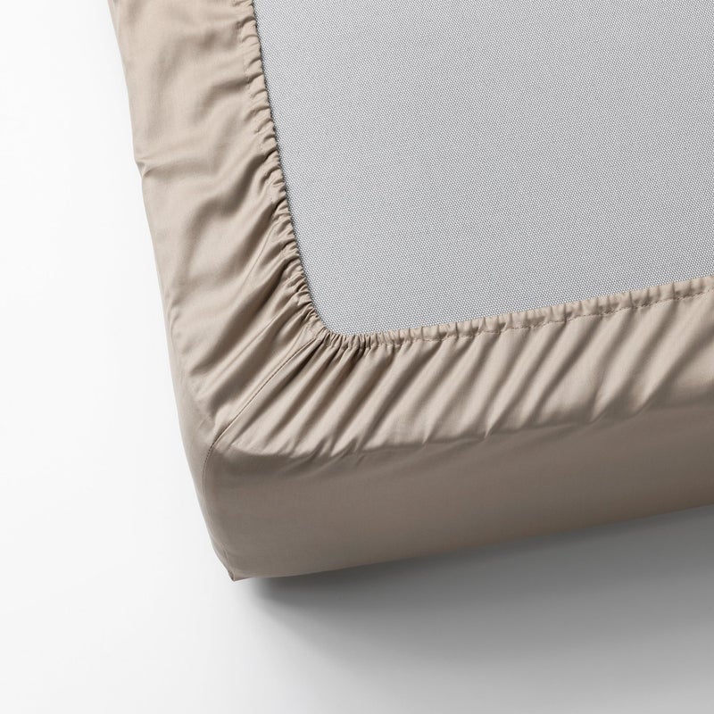 Baitique Sateen Cotton Lyocell Fitted Sheet, Light Beige, 180x200 cm - Image 4
