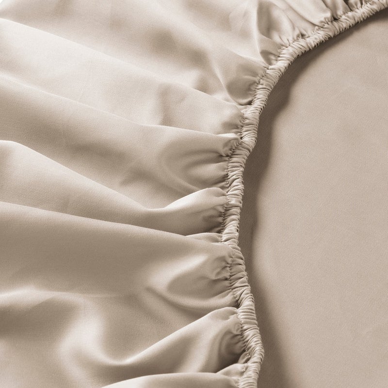 Baitique Sateen Cotton Lyocell Fitted Sheet, Light Beige, 180x200 cm - Image 5