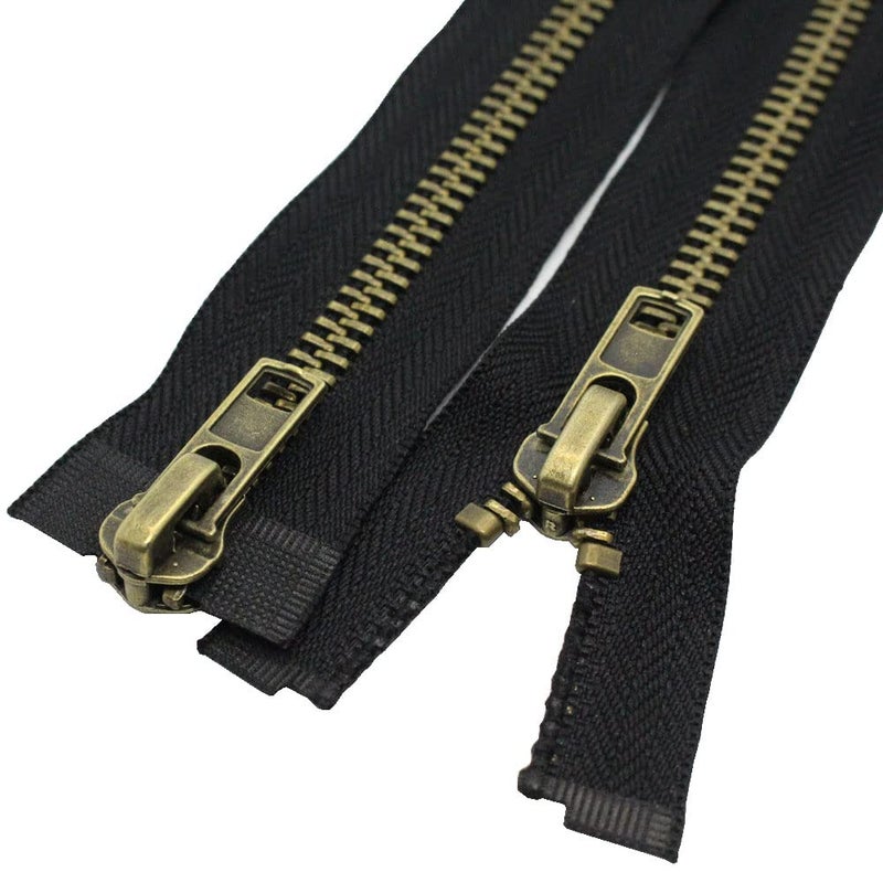 MebuZip #8 30 Inch Antique Brass Two Way Separating Jacket Zipper Right Handed Zipper Heavy Duty Metal Zippers for Men's Jackets Coats Sewing (TWRH) - Image 3