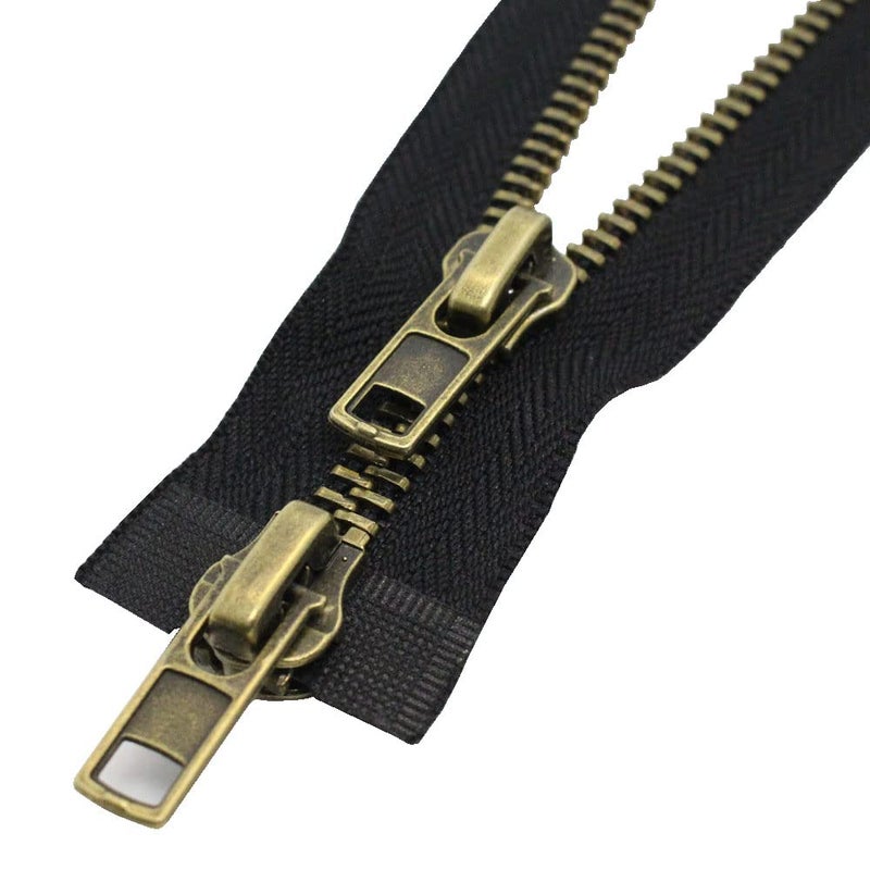 MebuZip #8 30 Inch Antique Brass Two Way Separating Jacket Zipper Right Handed Zipper Heavy Duty Metal Zippers for Men's Jackets Coats Sewing (TWRH) - Image 4