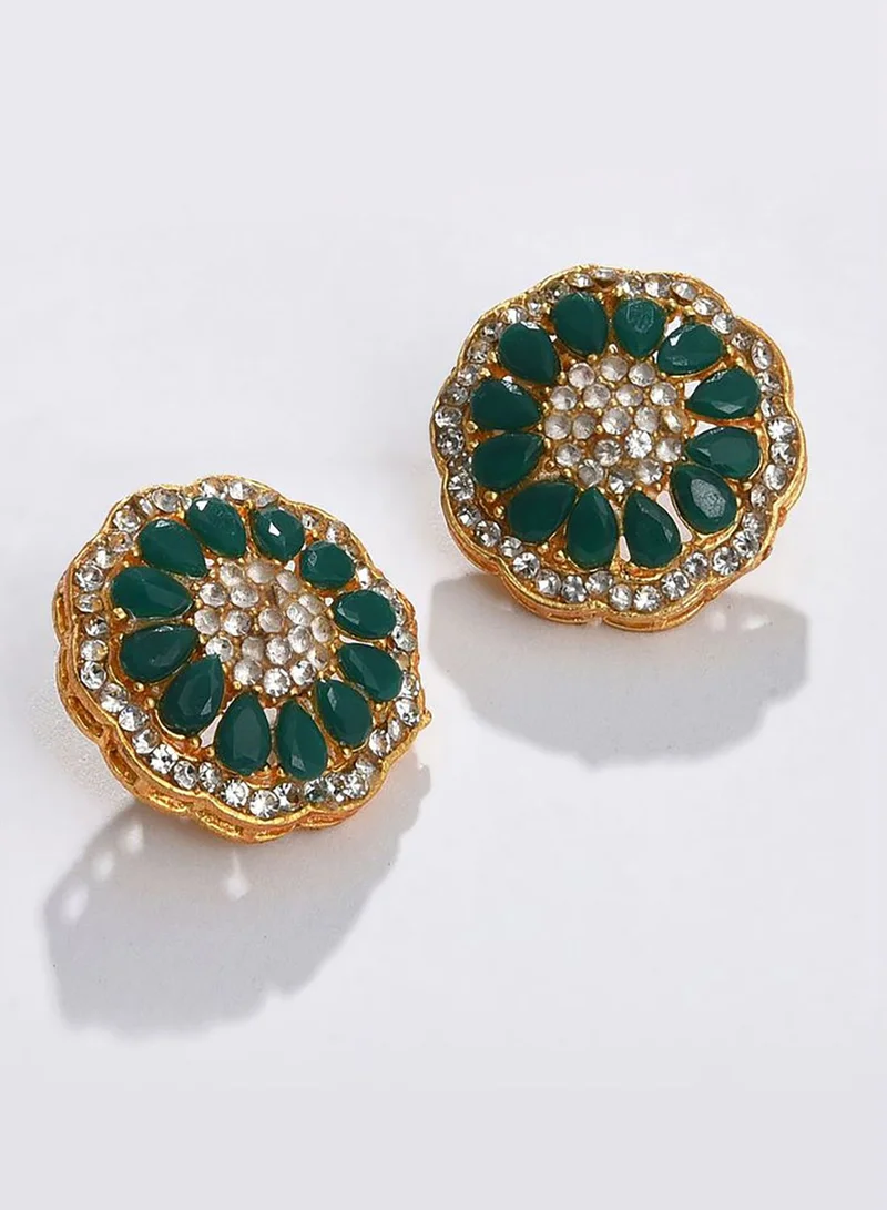 SOHI Gold Plated Designer Stone Pearl Necklace and Earrings Set