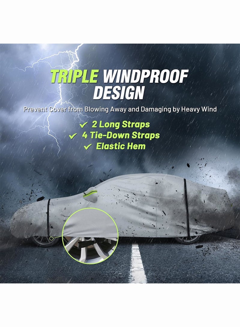 Generic Full Car Cover Dirtproof, Car Cover Waterproof All-Weather Rain Snow UV Sun Hail Protector for Sedan, Automotive Accessories Scratch Resistant, Breathable Outdoor Cover (Sedan, 185-195inch) - Image 3