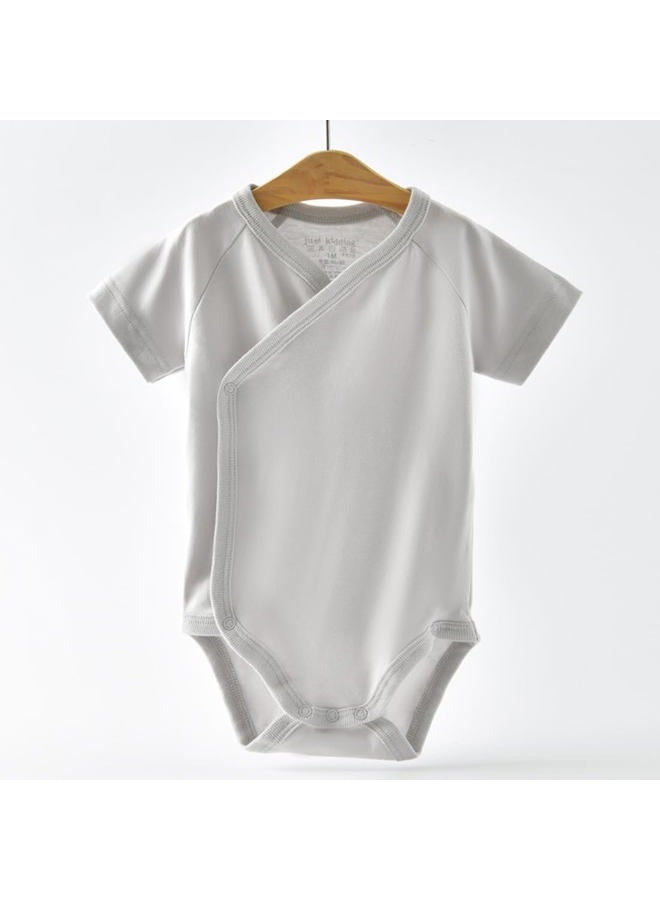 Blueleyu Baby Boys Girls Short Sleeves Kimono Clothes Cotton Baby Side-Snap Bodysuit Pack of Baby Layette Set, 4 Pieces Grey, 9-12 Months - Image 2