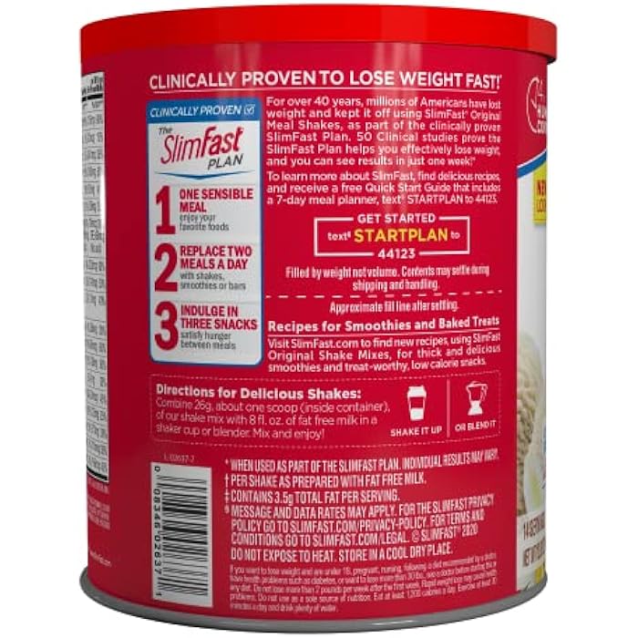 SlimFast Meal Replacement Powder, Original French Vanilla, Weight Loss Shake Mix, 10g of Protein, 14 Servings - Image 2