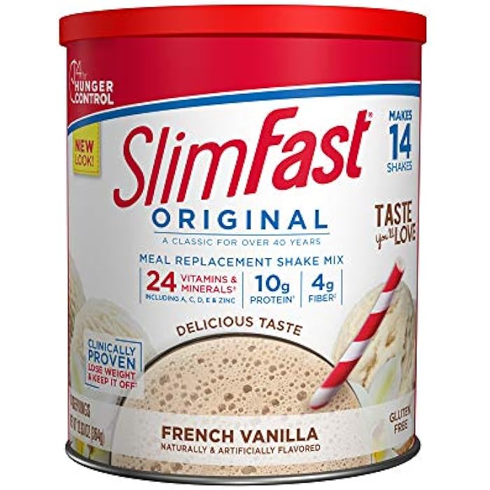 SlimFast Meal Replacement Powder, Original French Vanilla, Weight Loss Shake Mix, 10g of Protein, 14 Servings - Image 1