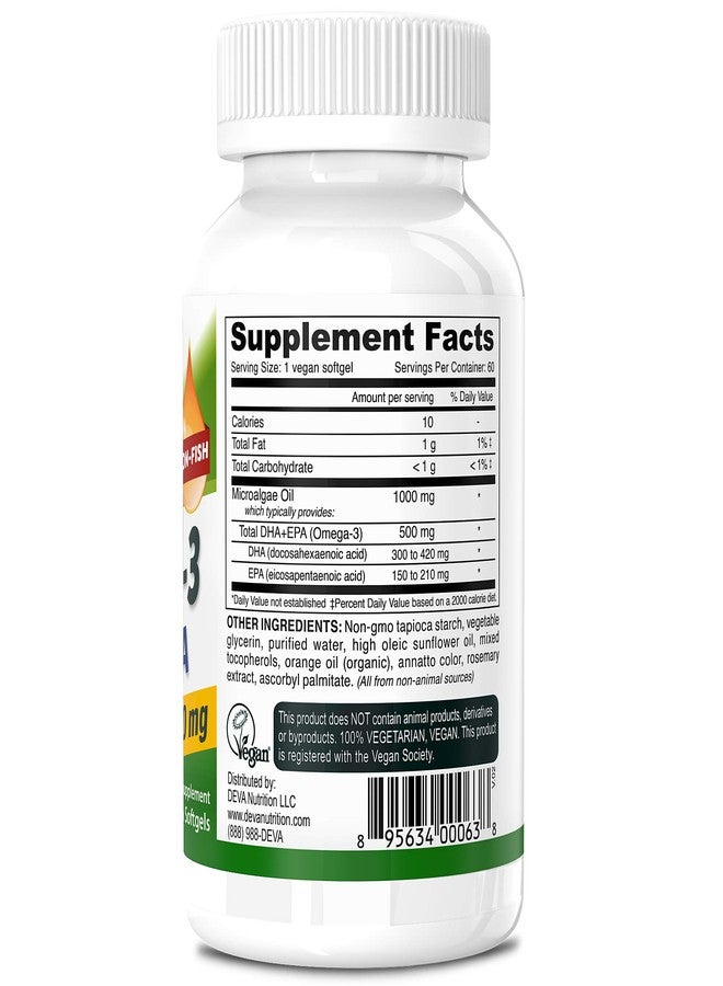 Deva, Vegan Omega-3 DHA-EPA, 500 mg, 60 Vegan Softgels - Image 2