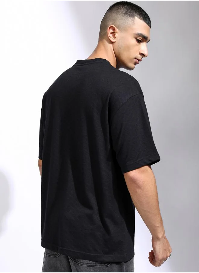 HIGHLANDER Solid Regular Fit Drop-Shoulder T-Shirt by Styli