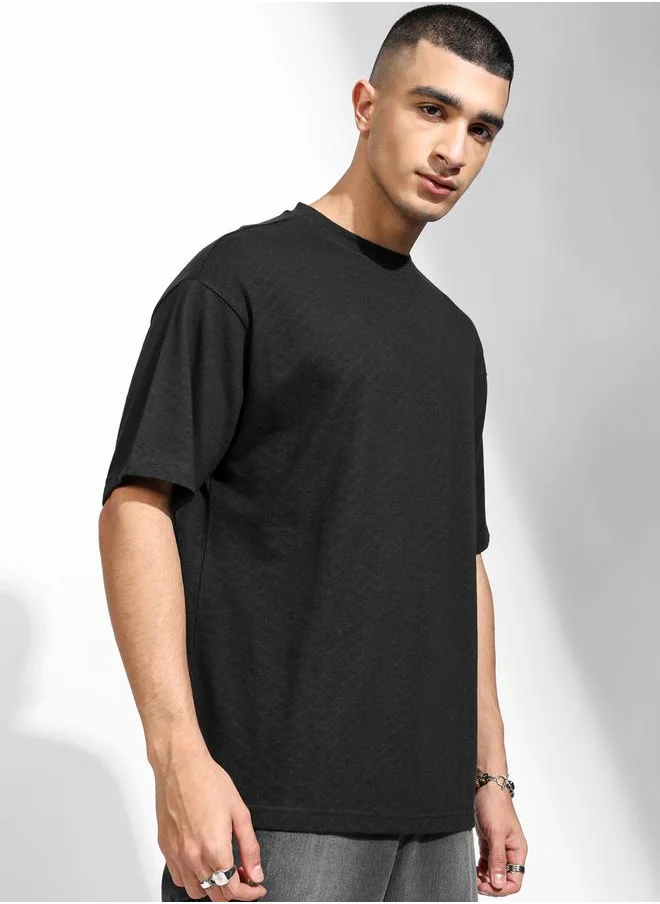 HIGHLANDER Solid Regular Fit Drop-Shoulder T-Shirt by Styli