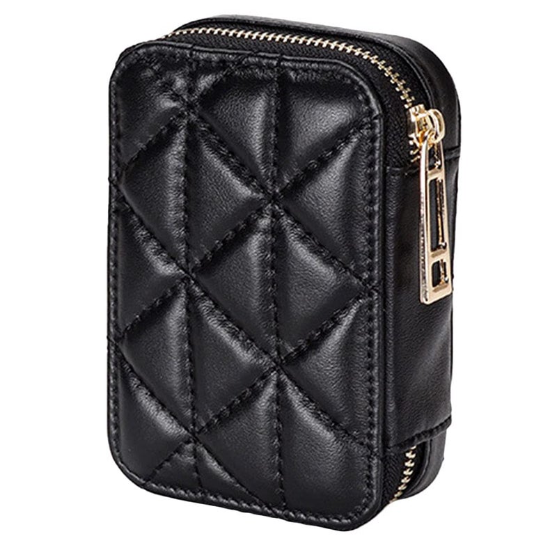 FOMIYES 1pc Touch up Bag Handbag Holder Cowhide Makeup Bag Black with Mirror Pouches for Purse Small for Cosmetics Wallet - Image 1