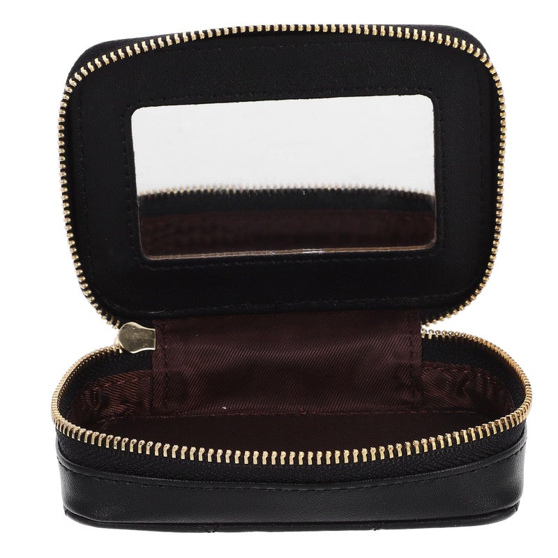 FOMIYES 1pc Touch up Bag Handbag Holder Cowhide Makeup Bag Black with Mirror Pouches for Purse Small for Cosmetics Wallet - Image 5
