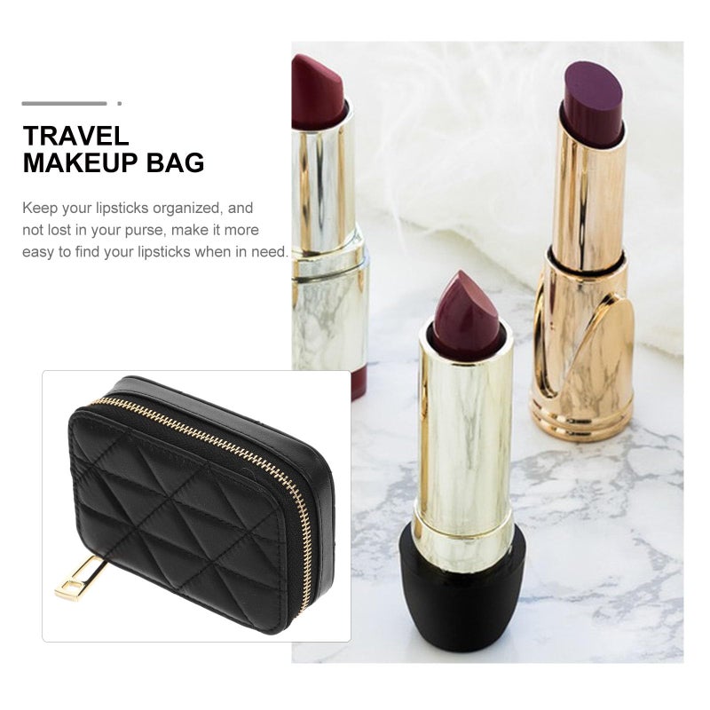 FOMIYES 1pc Touch up Bag Handbag Holder Cowhide Makeup Bag Black with Mirror Pouches for Purse Small for Cosmetics Wallet - Image 3