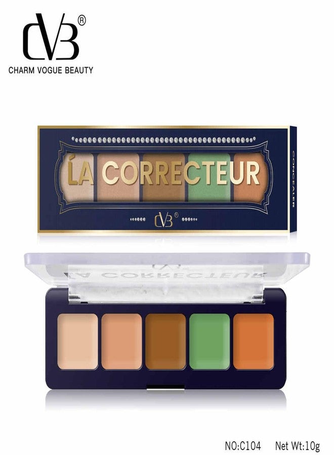 CVB Color Corrector/Concealer Palette For Discoloration, Dark Circles, Redness and Spots Full Face Coverage Color-Correcting Concealer 5 in 1 C104 (Multicolor 01) - Image 5