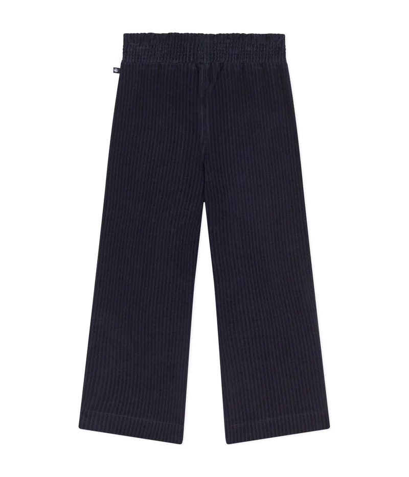 Petit Bateau Girls' wide-leg fine velour trousers