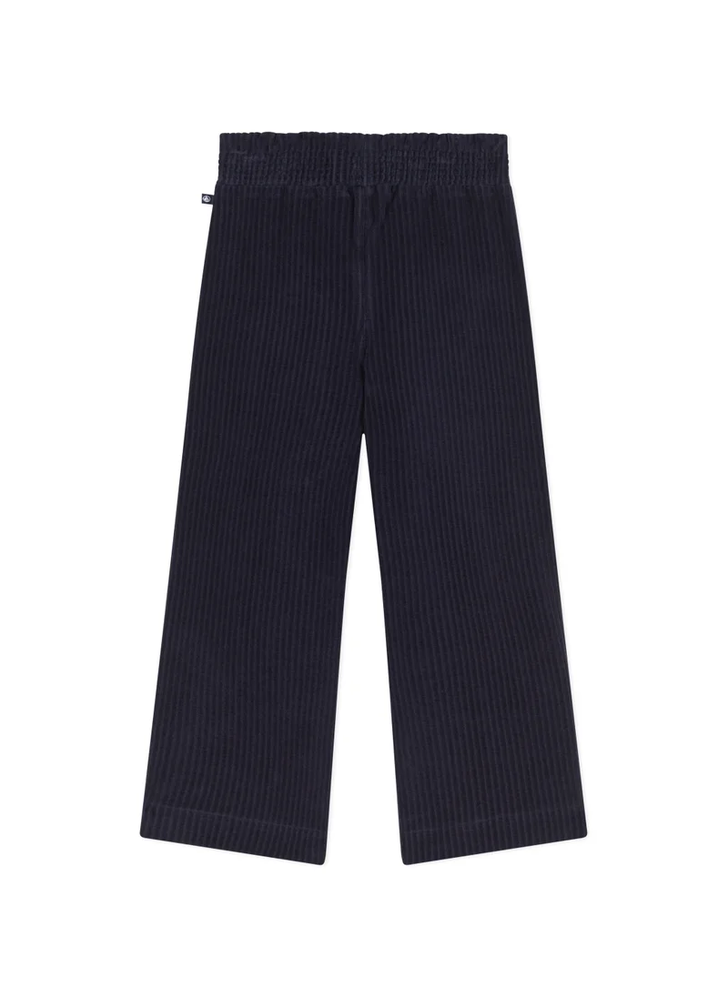 Petit Bateau Girls' wide-leg fine velour trousers