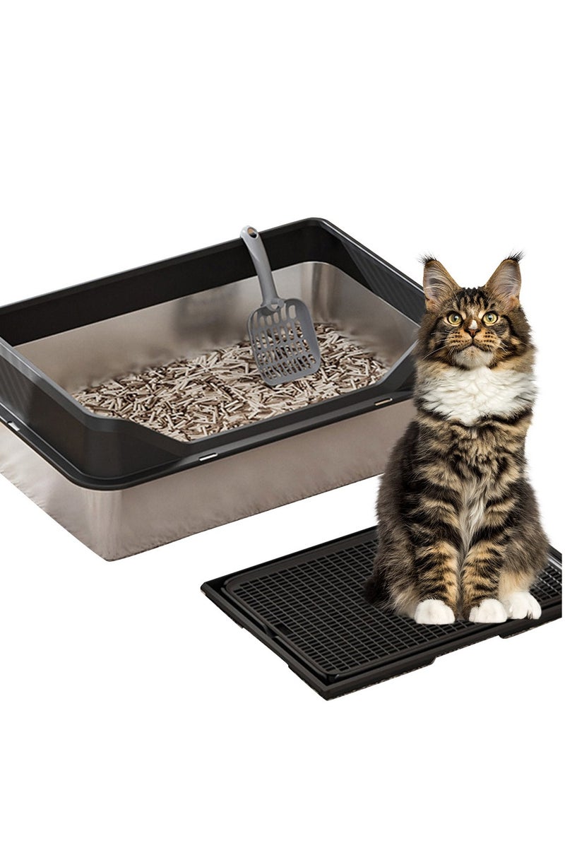 Stainless Steel Cat Litter Box Metal Cat Litter Box Extra Large Metal Litter Pan with Smooth Corners for Cat