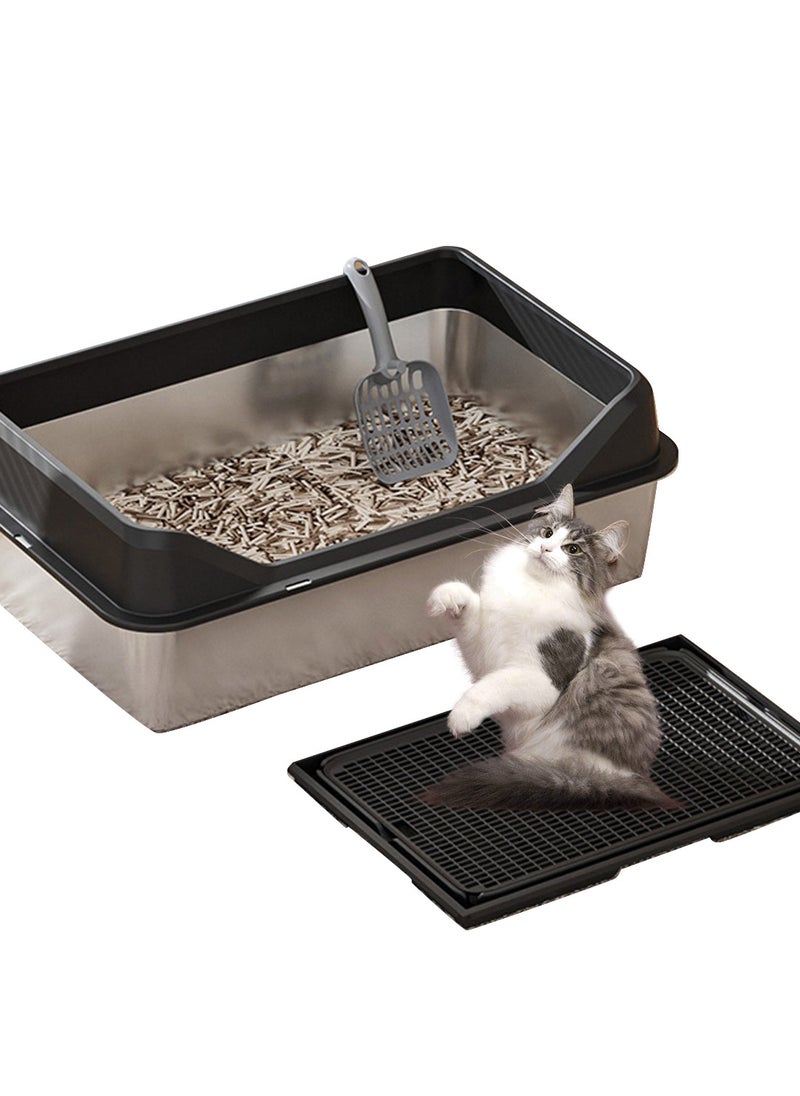 Kidle Stainless Steel Cat Litter Box Metal Cat Litter Box Extra Large Metal Litter Pan with Smooth Corners for Cat  - Image 1