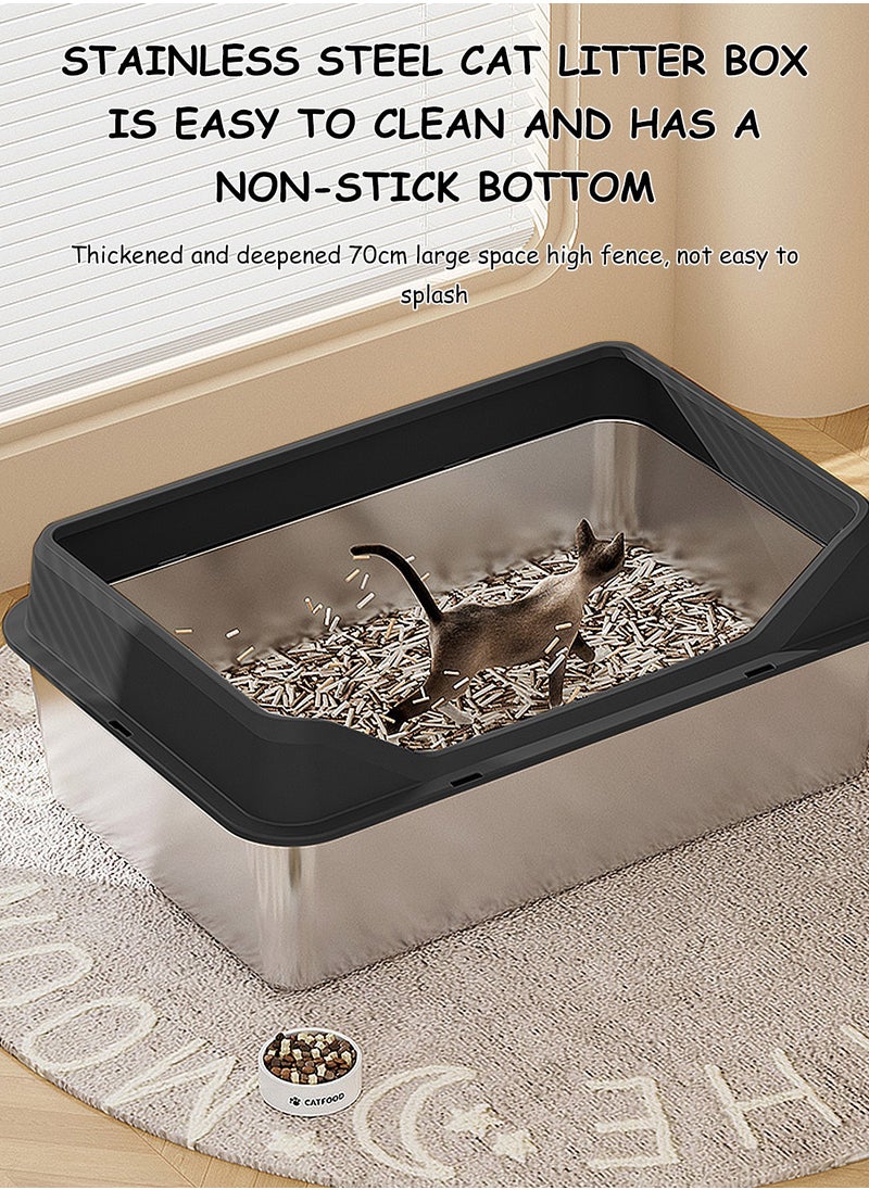 Kidle Stainless Steel Cat Litter Box Metal Cat Litter Box Extra Large Metal Litter Pan with Smooth Corners for Cat  - Image 5