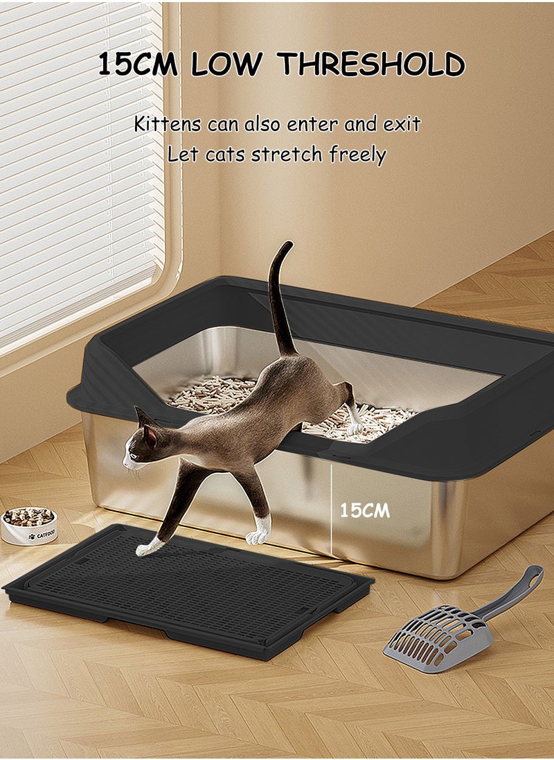 Kidle Stainless Steel Cat Litter Box Metal Cat Litter Box Extra Large Metal Litter Pan with Smooth Corners for Cat  - Image 2