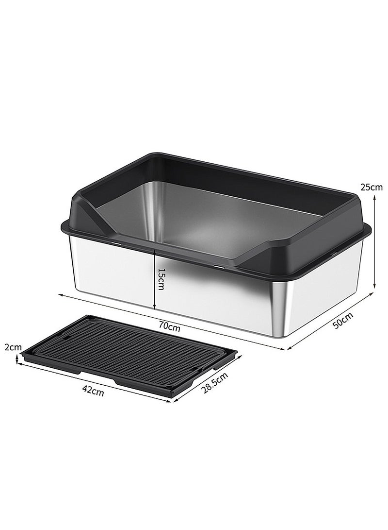 Stainless Steel Cat Litter Box Metal Cat Litter Box Extra Large Metal Litter Pan with Smooth Corners for Cat