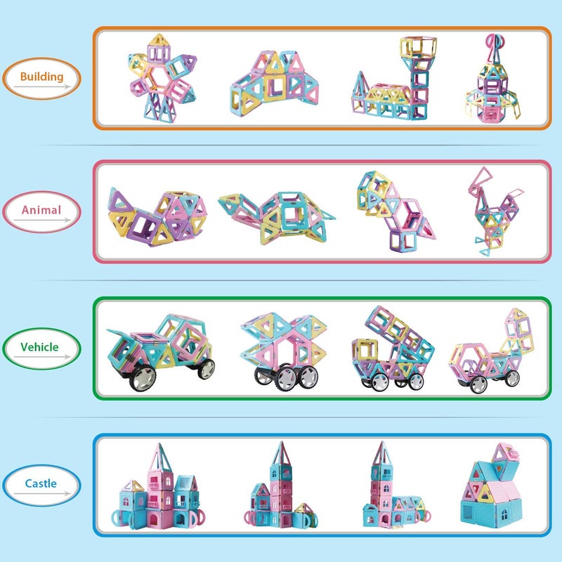 MAGBLOCK 102 Pieces Magnetic Tiles Toys for 3 4 5 Year Old Girls Boys, Castle Magnet Toy Building Block for Kids Toddlers, Magnetic Blocks Educational Montessori STEM Toys for Toddler Girls Gifts - Image 4