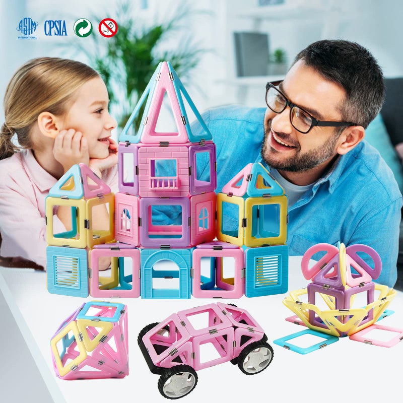 MAGBLOCK 102 Pieces Magnetic Tiles Toys for 3 4 5 Year Old Girls Boys, Castle Magnet Toy Building Block for Kids Toddlers, Magnetic Blocks Educational Montessori STEM Toys for Toddler Girls Gifts - Image 5