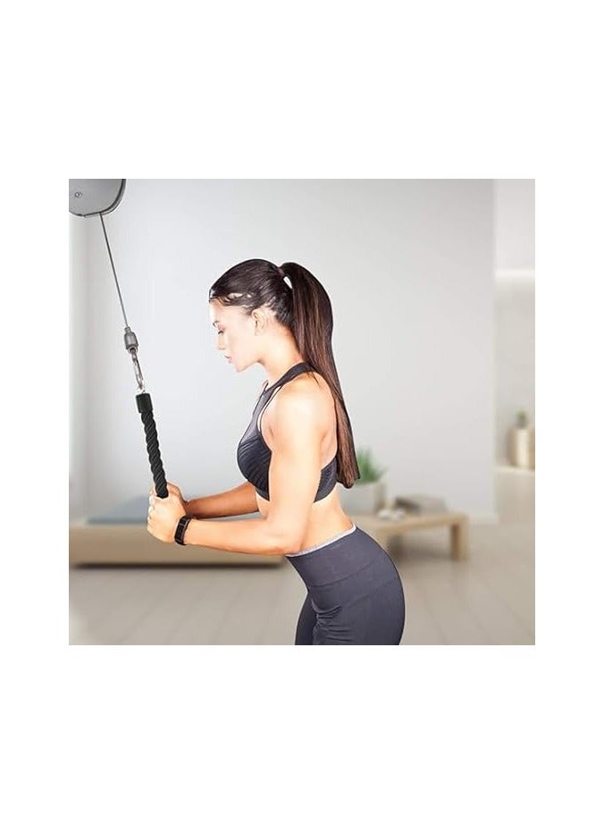 حبل سحب للأسفل بمقبض واحد، ملحق تمرين عضلات ثلاثية الرؤوس لآلات الكابلات، تمرين بكرة الصالة الرياضية من أجل قوة الذراع وقوة القبضة. تدريب العضلة ثلاثية الرؤوس والعضلة ذات الرأسين والظهر والكتفين - Image 3