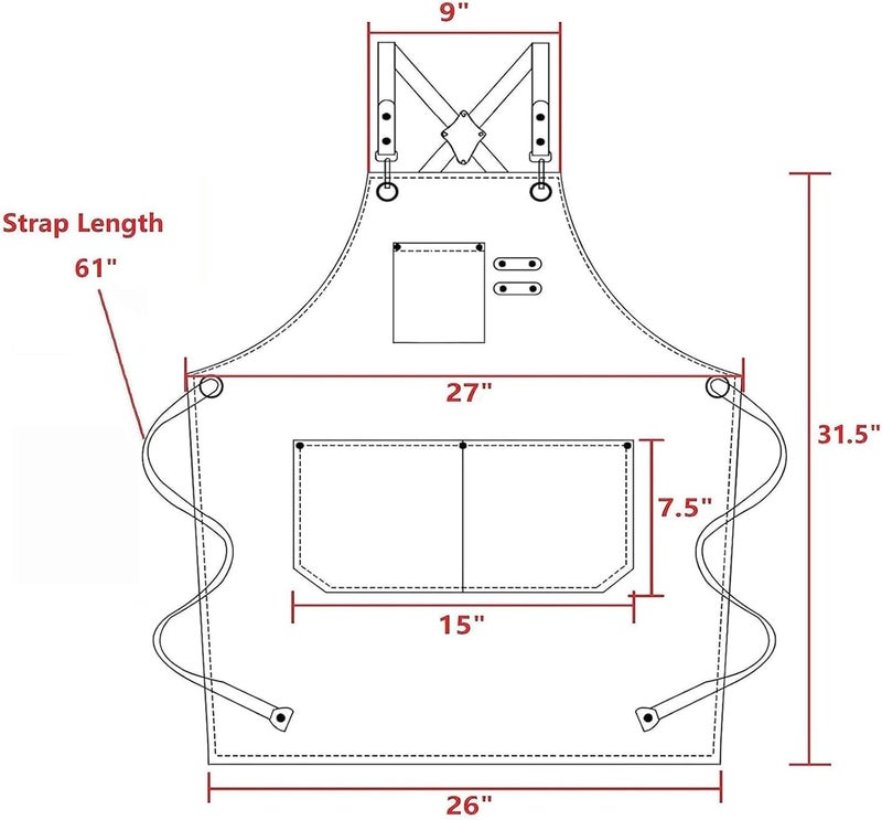 AFUN Chef Aprons for Men Women with Large Pockets, 16oz Cotton Canvas Cross Back Heavy Duty Work Apron (Brown) - Image 2