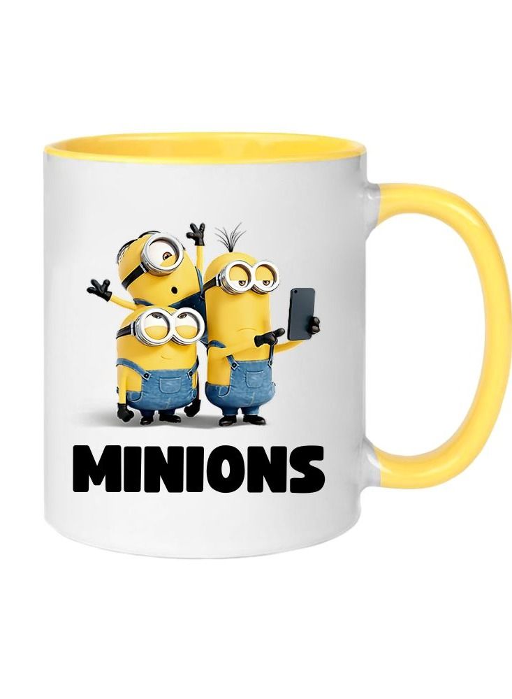 MEC Minions Printed Coffee Mug Yellow Handle 11Oz - Image 2