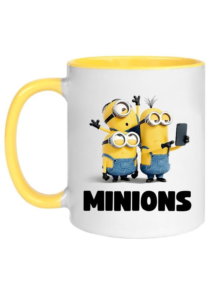 MEC Minions Printed Coffee Mug Yellow Handle 11Oz - Image 1