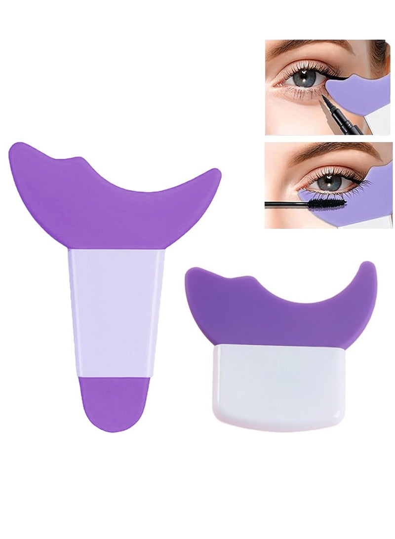 2 Piece Mascara Eyelash Shield Applicator Guard Tool, Multifunction Eyelash Eyeshadow Auxiliary Guard Pads, Silicone Reusable Quick Eye Makeup Tool,Purple. - Image 1