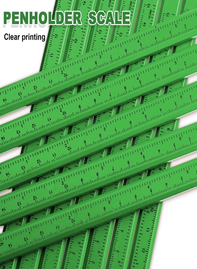 Honoson 200 Pcs Flat Construction Pencils with Printed Ruler Wood Graphite 2 Pcs Carpenter Pencil Sharpener for Woodworking Marking Tool(Green) - Image 4