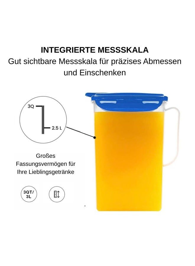 LocknLock Aqua Fridge Door Water Jug with Handle BPA Free Plastic Pitcher with Flip Top Lid Perfect for Making Teas and Juices, 3 Quarts, Blue - Image 5