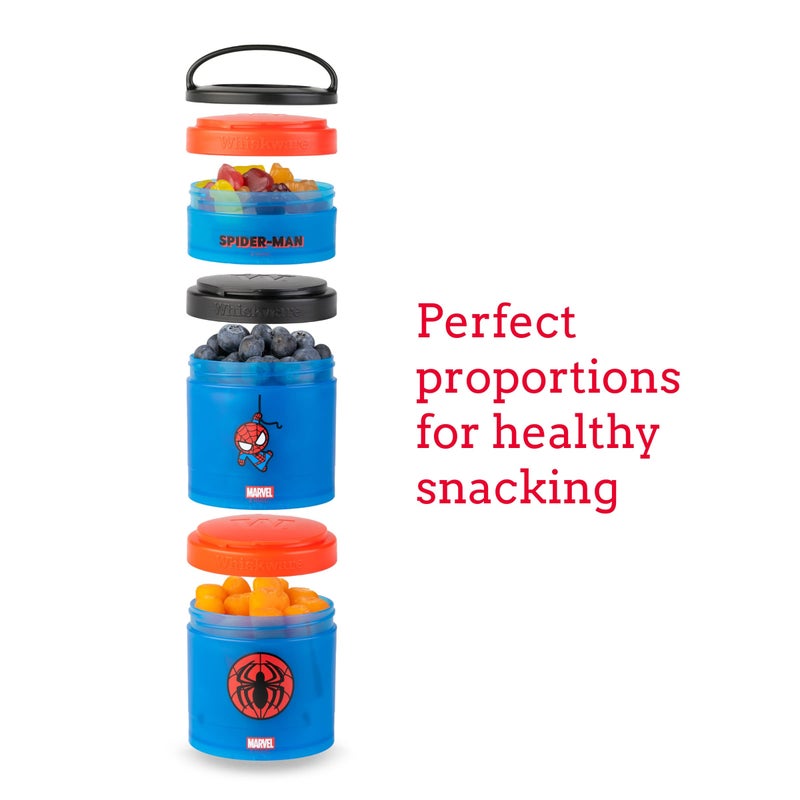 Whiskware Marvel Stackable Snack Containers for Babies, Kids, and Toddlers, 3 Stackable Snack Cups for School or Travel, Formula Friendly, Cupholder Friendly, Spider-Man - Image 5