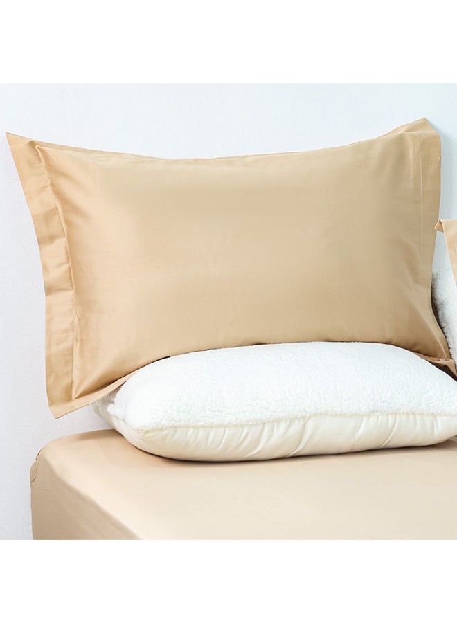 Danube Home Serene 2 Piece 300 Tc Cotton Twin Fitted Sheet Set 120 x 200 + 25 cm,50x75cm Beige | 100% Cotton -300 Thread Count Bedding Set For Bedroom - Image 1