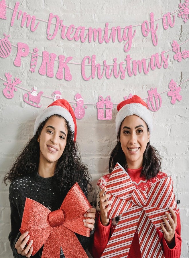 PTFNY I'm Dreaming of a Pink Christmas Banner Pink Christmas Party Banner Decorations Xmas Party Wall Fireplace Decor Supplies for Xmas Party Supplies Home Decoration - Image 4