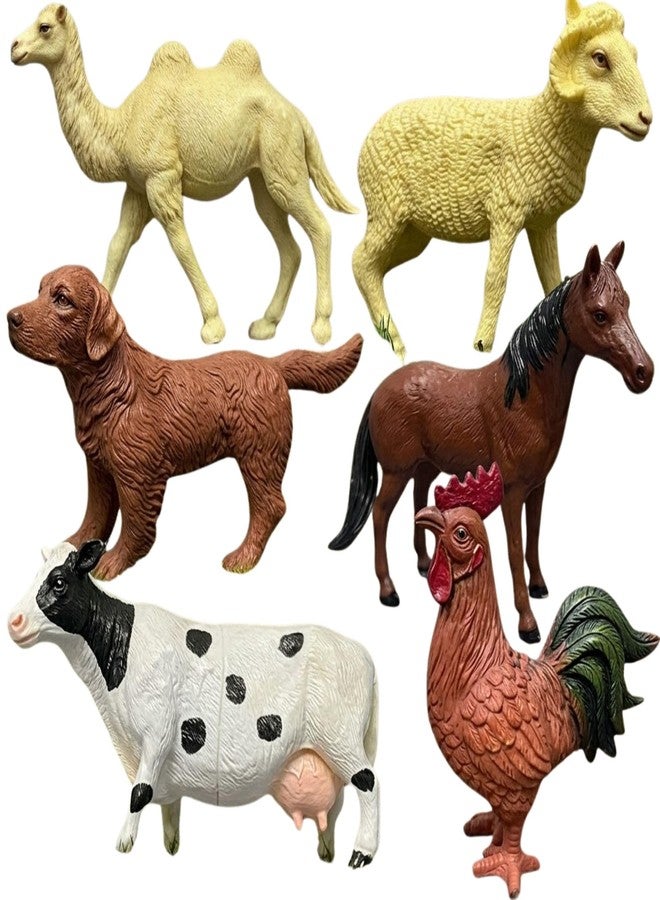 MALLEXO 6 PCS Realistic Farm Animal Toys for Kids 3+ | Attractive Domestic Animals Action Figures Toy for Boys and Girls Birthday Gifts for Children Janwar Animal Figurines Decoration & Learning Items - Image 1