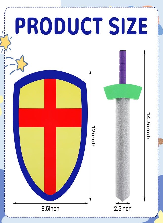 Motionchic 6 Set Foam Sword and Shield Set for Kids Foam Swords for Play Fighting Medieval Knight Joust Weapons Role Play Costume Party Birthday Gifts Activities Accessories Christmas - Image 2