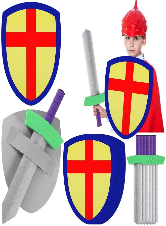 Motionchic 6 Set Foam Sword and Shield Set for Kids Foam Swords for Play Fighting Medieval Knight Joust Weapons Role Play Costume Party Birthday Gifts Activities Accessories Christmas - Image 1