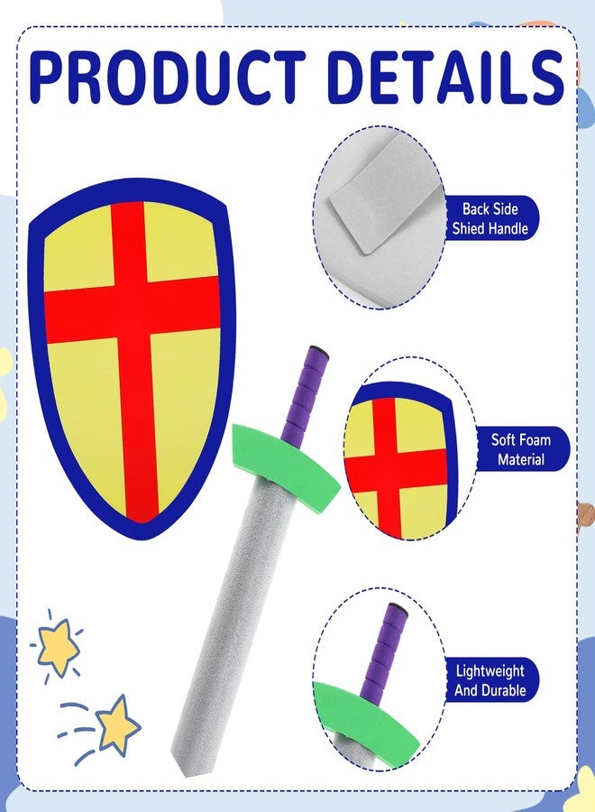 Motionchic 6 Set Foam Sword and Shield Set for Kids Foam Swords for Play Fighting Medieval Knight Joust Weapons Role Play Costume Party Birthday Gifts Activities Accessories Christmas - Image 3