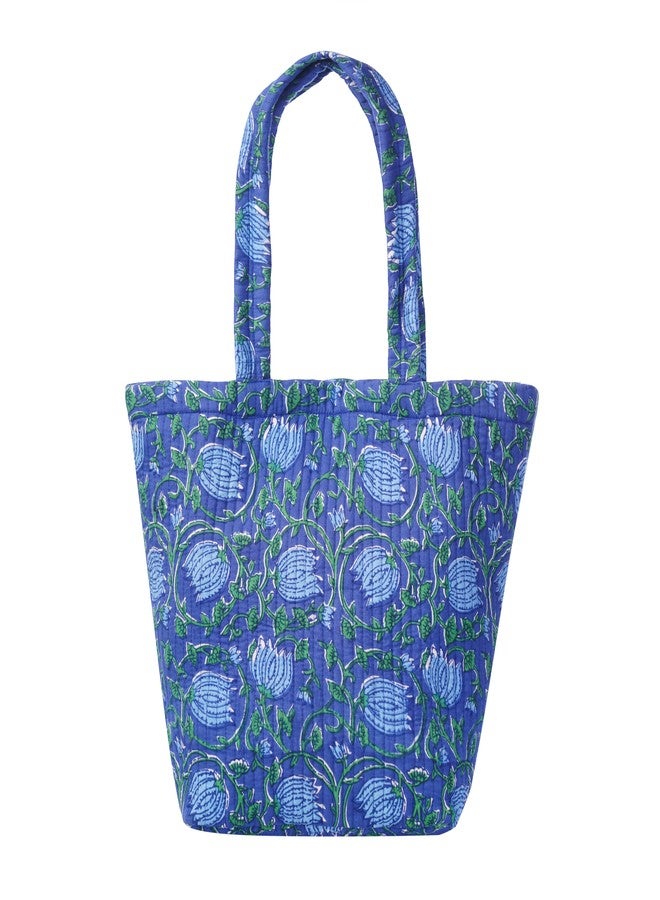 SENORA Women's Tote Bag, Blue Printed Tote Bag for Women | Cotton Shoulder Bag | Stylish, Lightweight & Eco-Friendly Shopping Bag - Image 1