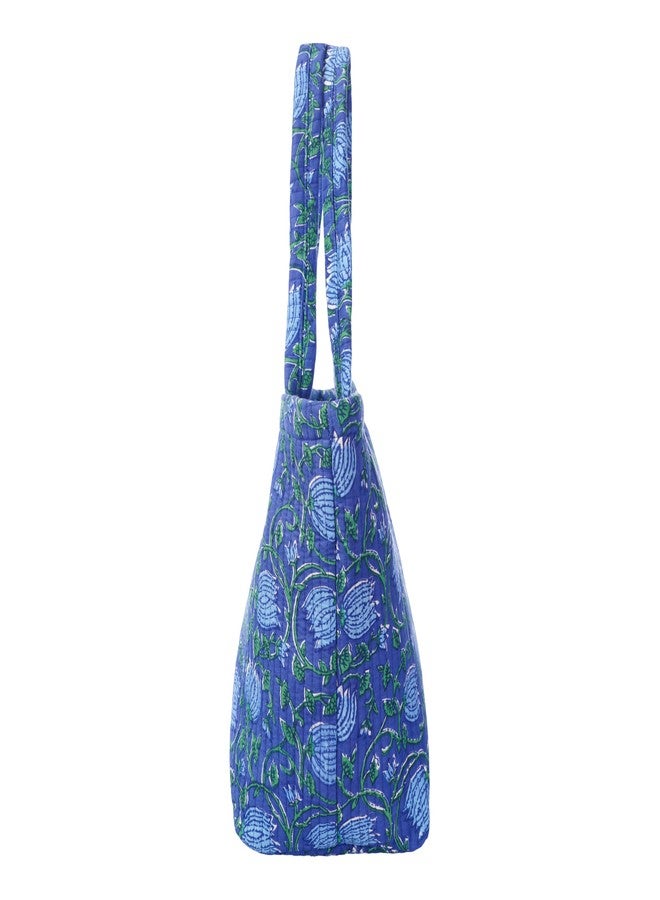 SENORA Women's Tote Bag, Blue Printed Tote Bag for Women | Cotton Shoulder Bag | Stylish, Lightweight & Eco-Friendly Shopping Bag - Image 3