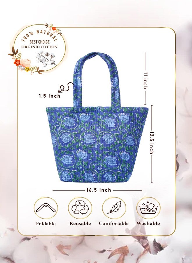 SENORA Women's Tote Bag, Blue Printed Tote Bag for Women | Cotton Shoulder Bag | Stylish, Lightweight & Eco-Friendly Shopping Bag - Image 5